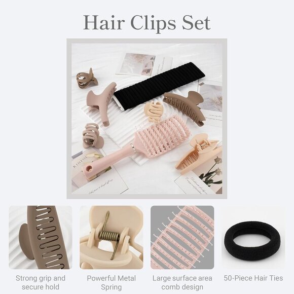 Hair Accessories Set Clips Ties Brush for Thin & Thick Hair Non-Slip main image 9